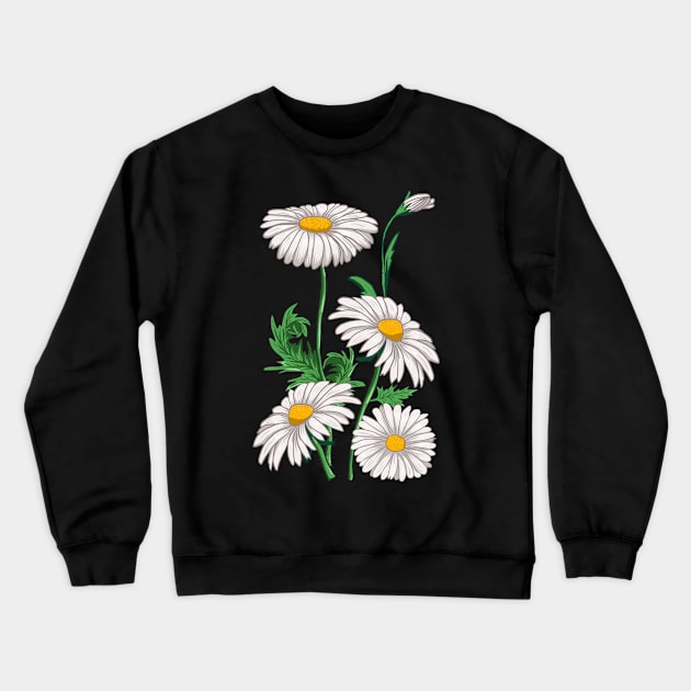 Daisies Chamomile Marguerites Bouquet Vintage Daisy Flower Crewneck Sweatshirt by Ai Wanderer